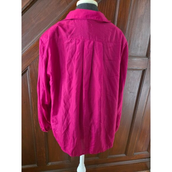 Vintage Cali Womens Silk Fuchsia Oversized Button-Up Blouse Size 44 - Picture 3 of 6